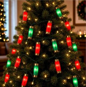 Magnum Shotgun Shell String Lights 20 pc Red Green Christmas Holiday Decor